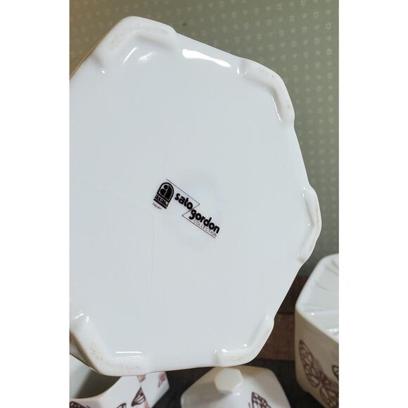 Tea Set Teapot Warmer Sato Gordon Collection Six Cups Brown Gold Butterflies - Picture 9 of 14